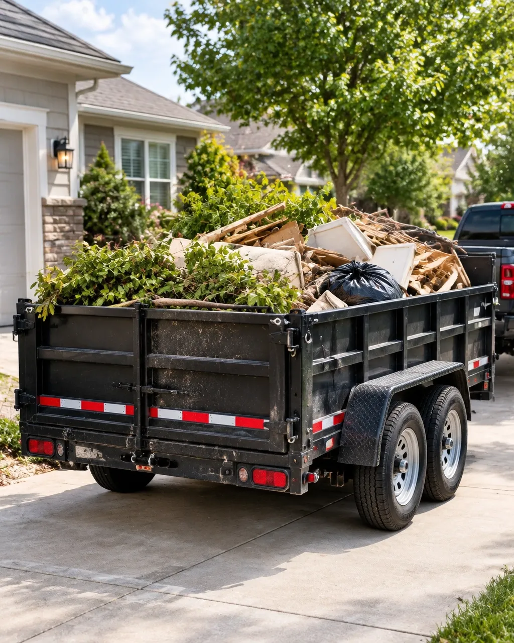 Utility trailer ready for a junk removal job